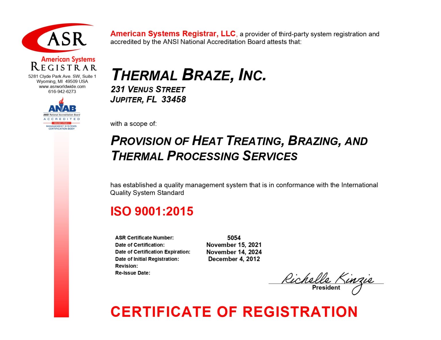 Explore Our Certifications Thermal Braze